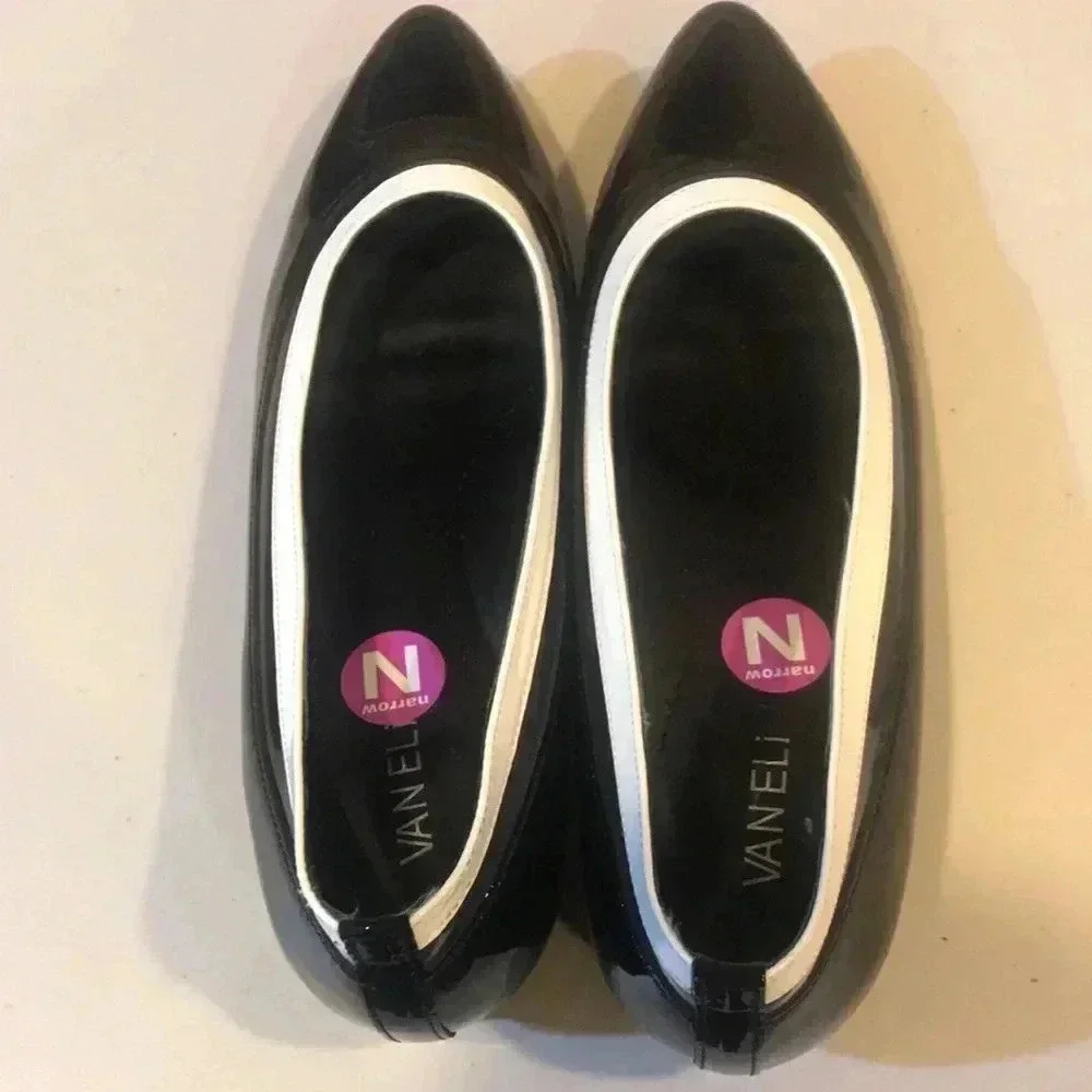 Vaneli Black and White Flat Women's Shoes-10N